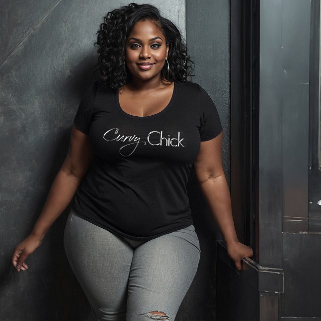 Curvy Chick Chrome Logo On Black Plus Size T-Shirt (Creator Uploaded)