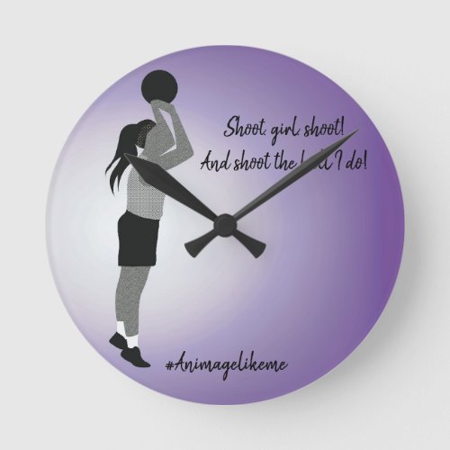 Curvy Girl Basketball Player Round Clock