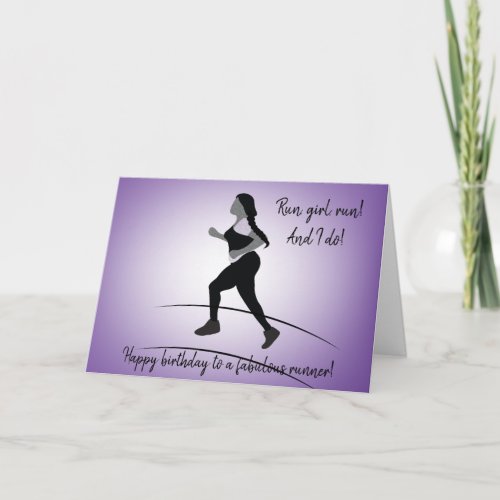 Curvy Girl Runner with Plait Birthday Card
