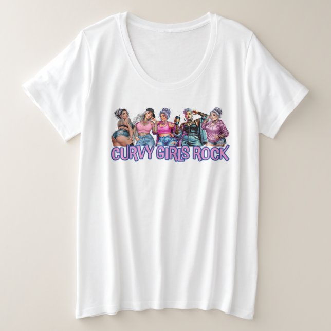 Curvy Girls Rock Plus Size T-Shirt (Design Front)