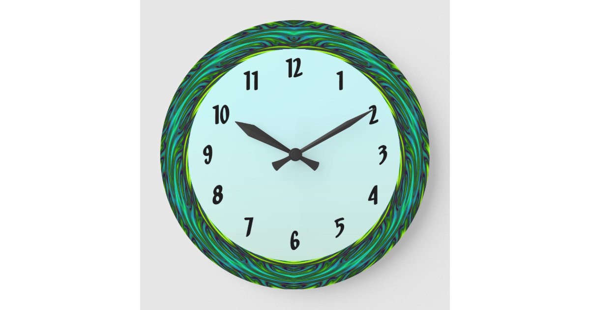 Curvy Green Circle Large Clock | Zazzle