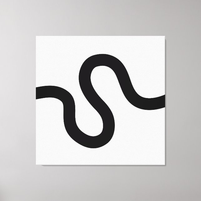 Curvy Line 02 - Black on White Canvas Print (Front)