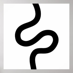 Curvy Line 02 - Black on White Poster