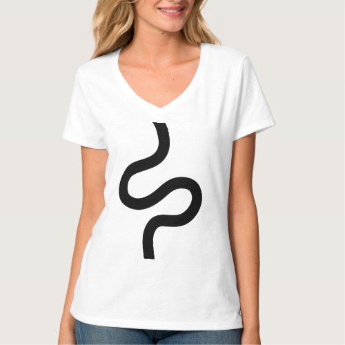 Curvy Line 02 _ Black on White T_Shirt