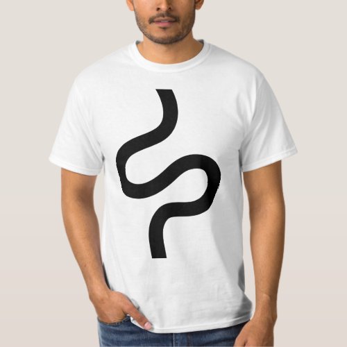 Curvy Line 02 _ Black on White T_Shirt