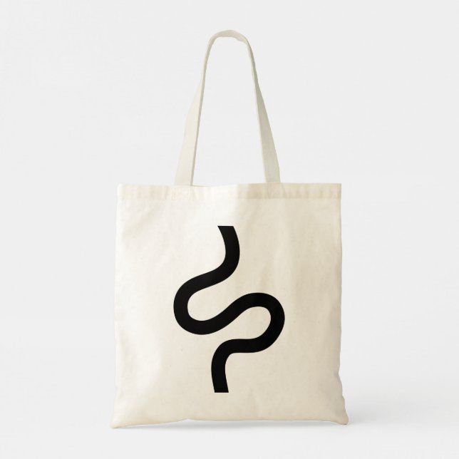Curvy Line 02 - Black Tote Bag (Back)