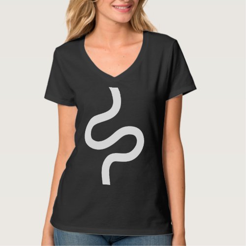 Curvy Line 02 _ White on Black T_Shirt