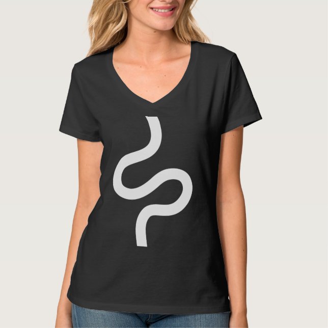 Curvy Line 02 - White on Black T-Shirt (Front)