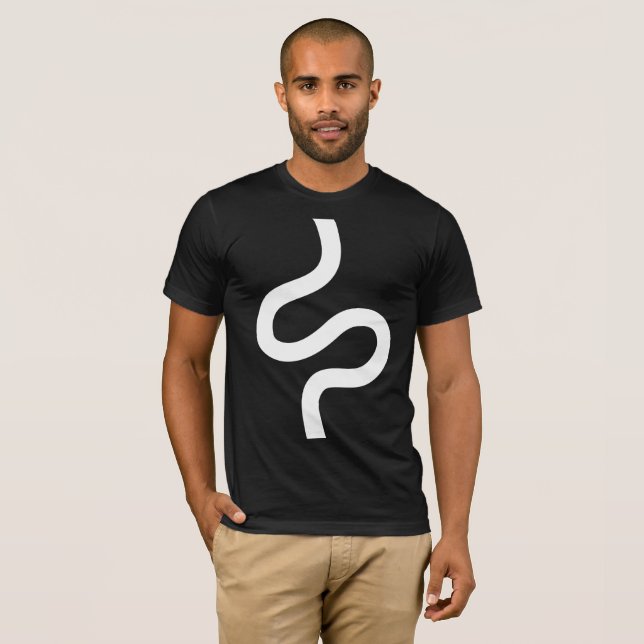 Curvy Line 02 - White on Black T-Shirt (Front Full)