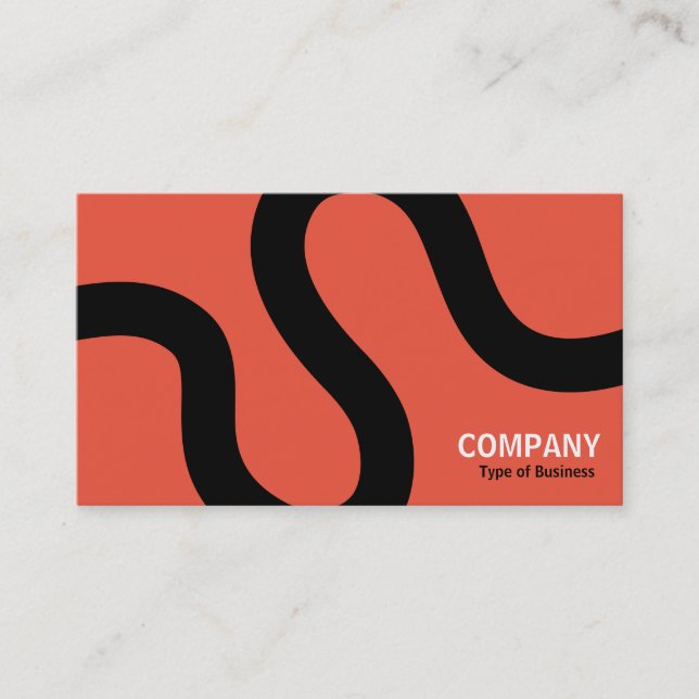 Curvy Line 02a - Black on Orange Business Card (Front)