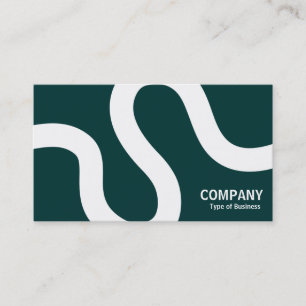 Curvy Line 02a - White on Dark Green Business Card