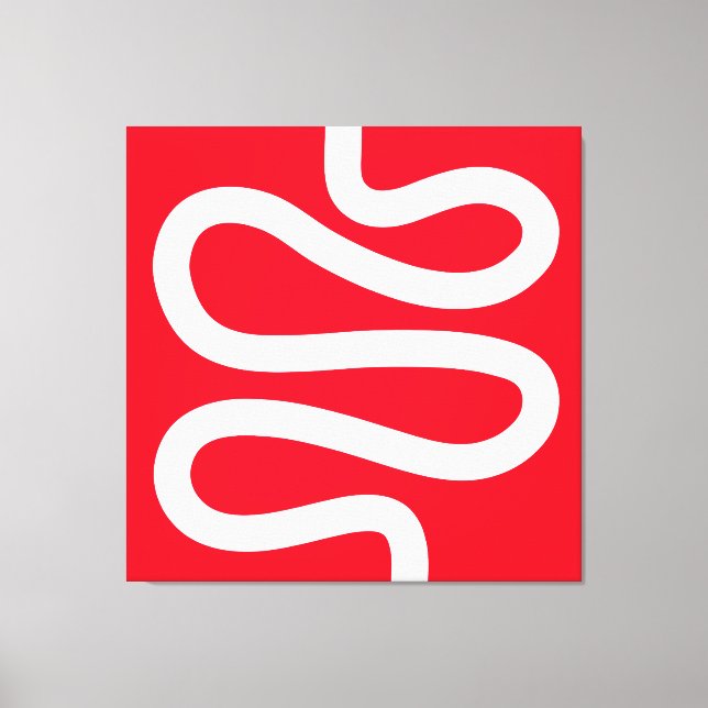 Curvy Line - White on Red Canvas Print (Front)