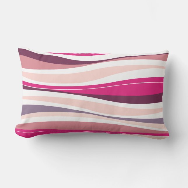 Curvy Lines fuschia designer Lumbar Pillow (Front)