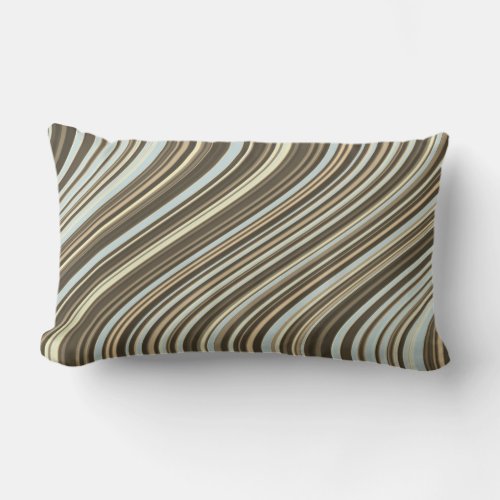 Curvy Lines in Teal and Beige Lumbar Pillow