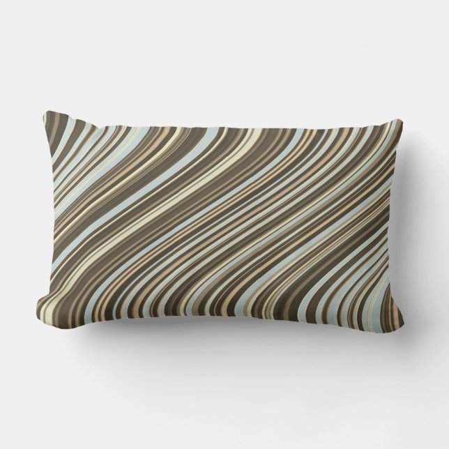 Curvy Lines in Teal and Beige Lumbar Pillow (Front)