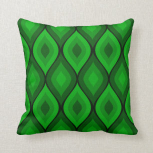 Curvy Oval Geometric green Throw Pillow