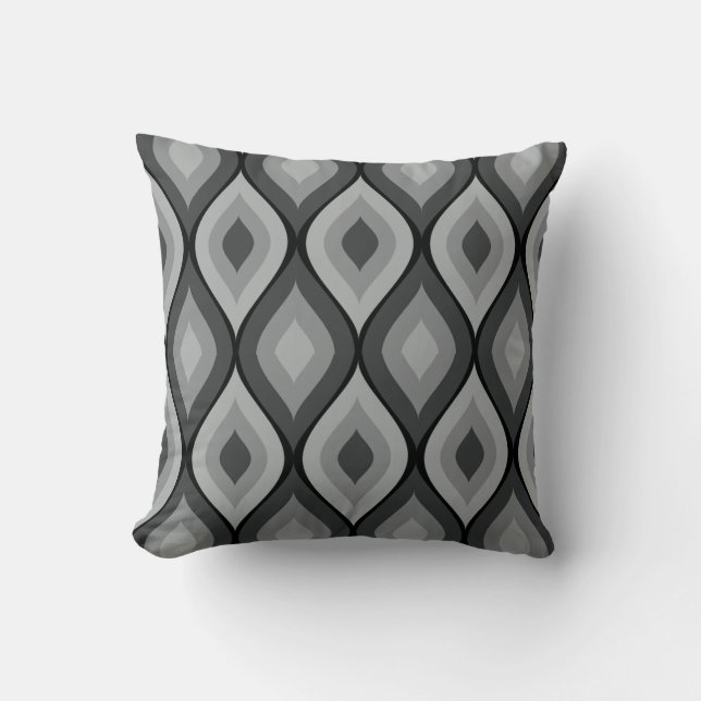 Curvy Oval Geometric | grey black Throw Pillow (Front)