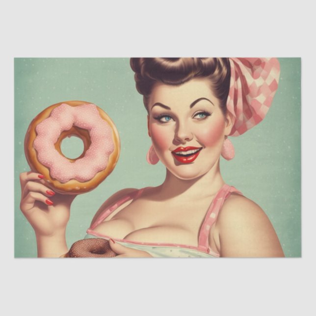Curvy Pin up Girl with donut decoupage paper (Front)