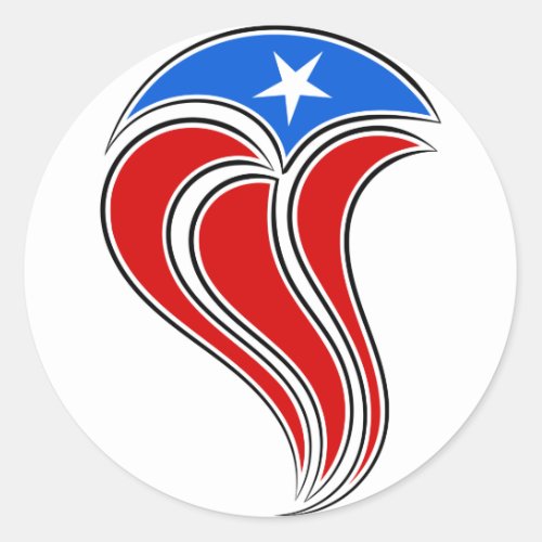 Curvy Puerto Rico Flag Design Classic Round Sticker