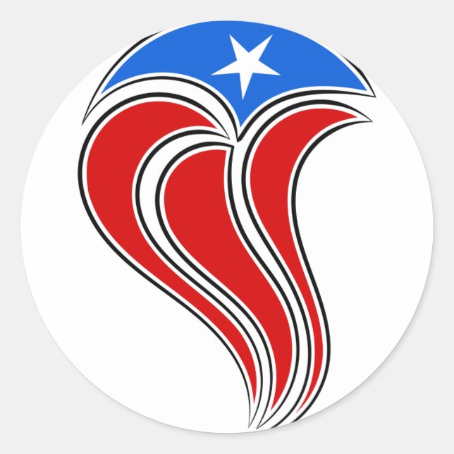 Curvy Puerto Rico Flag Design Classic Round Sticker (Front)