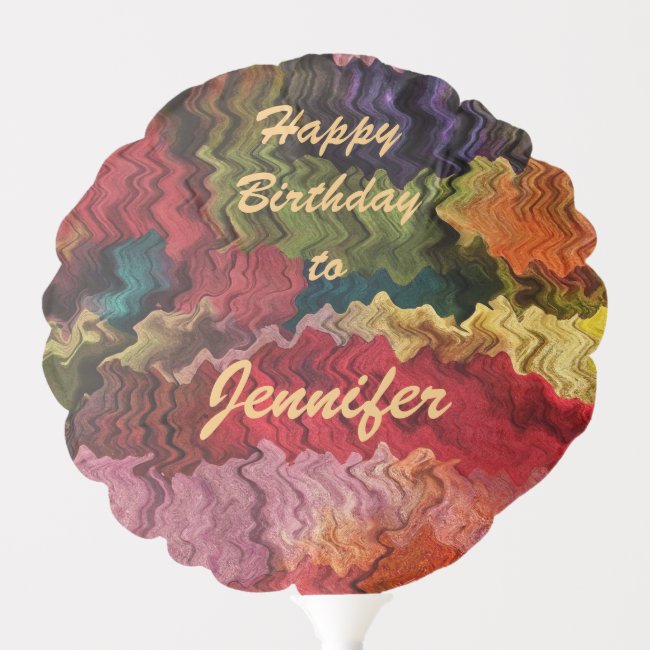 Curvy Rainbow Abstract Pattern Birthday Balloon