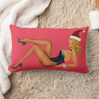 CURVY RETRO PINUP BLONDE GIRL LUMBAR PILLOW