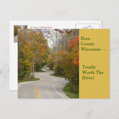 Curvy Road Among Trees With Fall Color Postcard