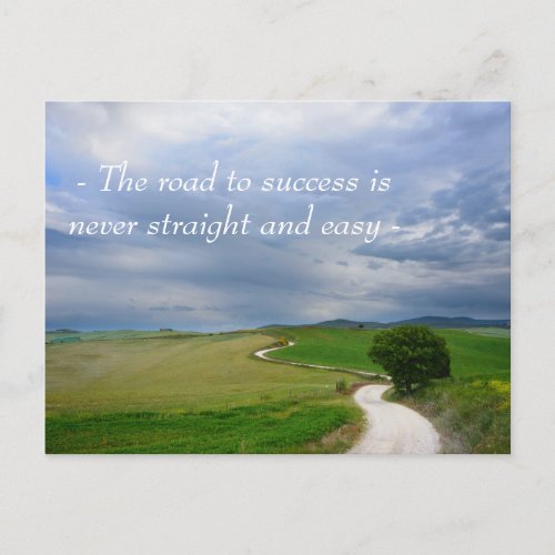 Curvy road to success motivational postcard