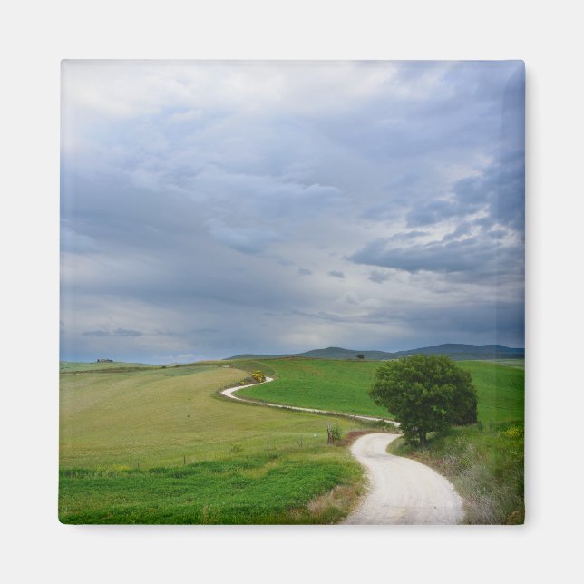 Curvy road towards a destination magnet (Front)