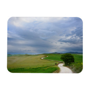 Curvy road towards a destination magnet rectangle