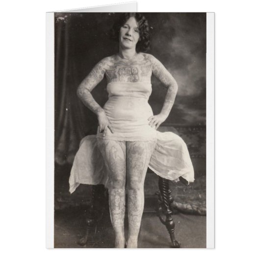Curvy Tattooed lady Cards (Front)