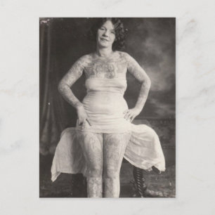 Curvy Tattooed lady Postcard