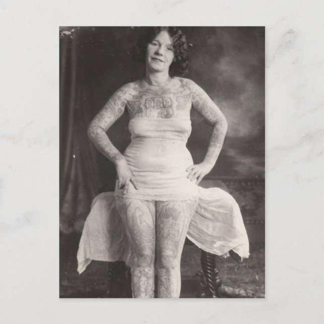 Curvy Tattooed lady Postcard (Front)