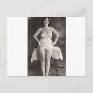 Curvy Tattooed lady Postcard