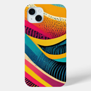Curvy textures in vivid colors iPhone 15 plus case