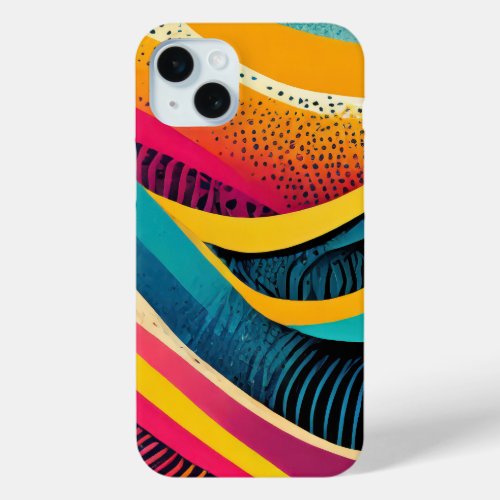 Curvy textures in vivid colors iPhone 15 plus case