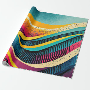 Curvy textures in vivid colors wrapping paper