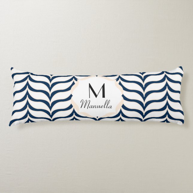 Curvy White Tan Chevrons Monogrammed Body Pillow (Front)
