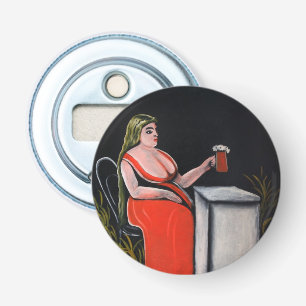 Curvy Woman with a Mug of Beer Bottle Opener