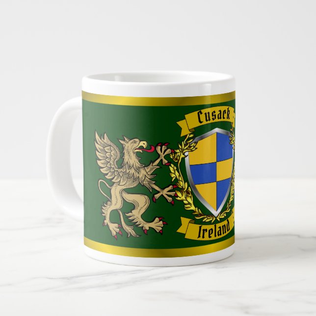 Cusack Irish Shield & Griffins Giant Coffee Mug (Front Left)