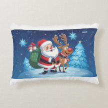cuschion with Santa Claus and reindeer