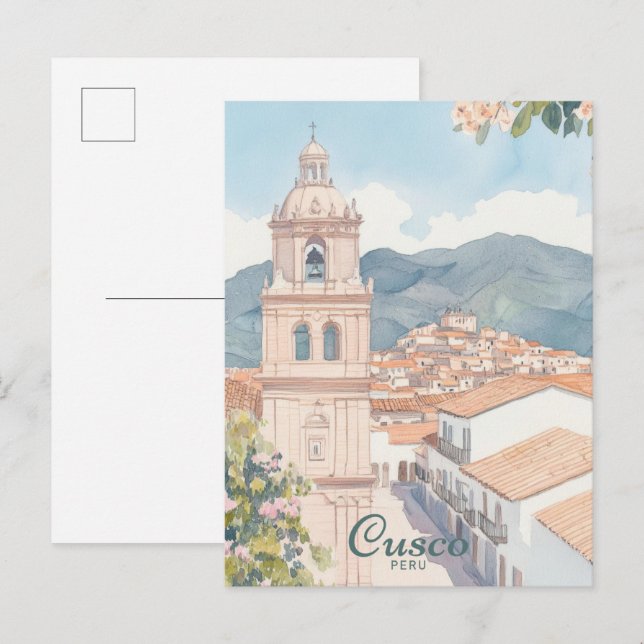 Cusco Peru Gouache Paint Illustration Travel Postcard (Front/Back)