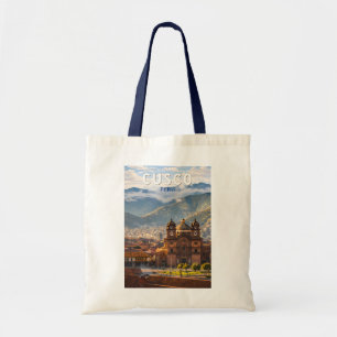 Cusco Peru Illustration Travel Art Vintage Tote Bag