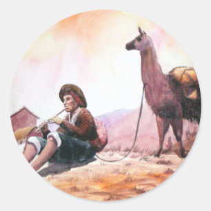 Cusco Peru Llama Picture Classic Round Sticker