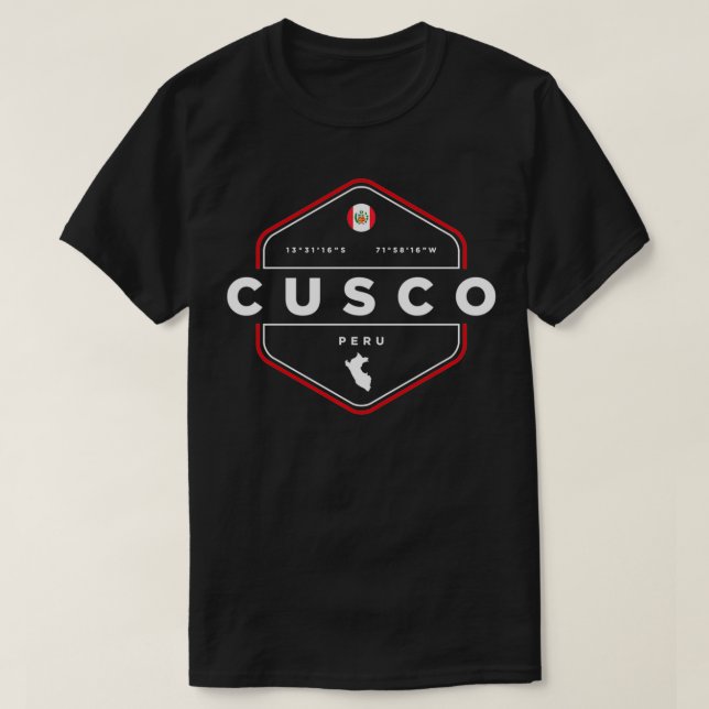 Cusco Peru Map Flag Graphic  T-Shirt (Design Front)