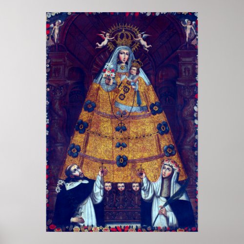 Cusco School Our Lady of the Rosary with Saint Poster