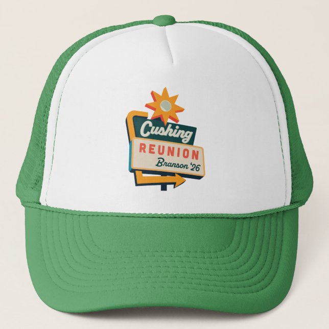 Cushing Roadside Sign Trucker Hat (Front)