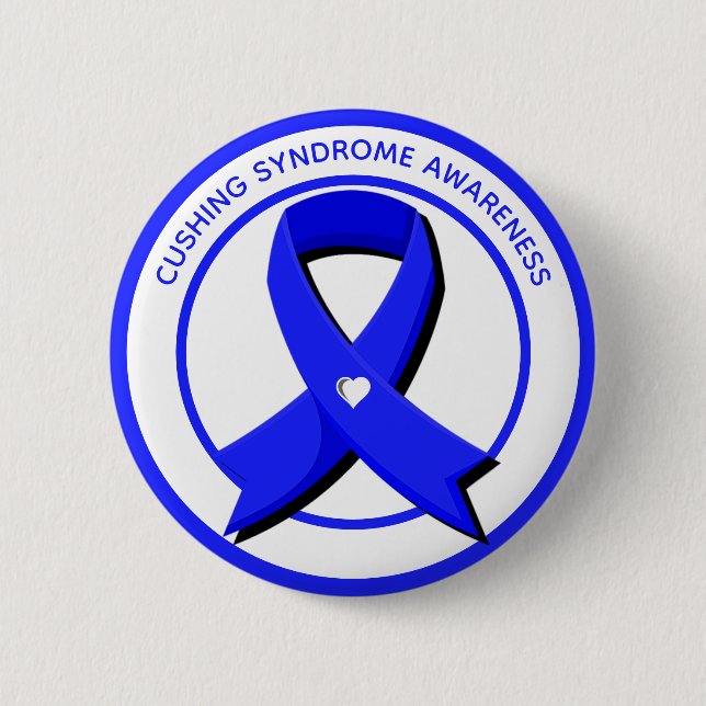 Cushing Syndrome Awareness Blue Ribbon Button (Front)