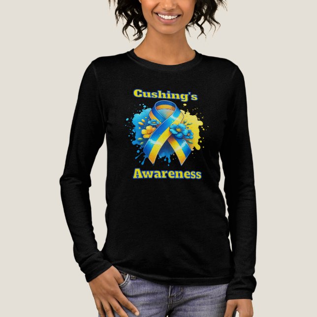 Cushing's Awareness Yellow and Blue Ribbon Tri-Blend Shirt (Front)