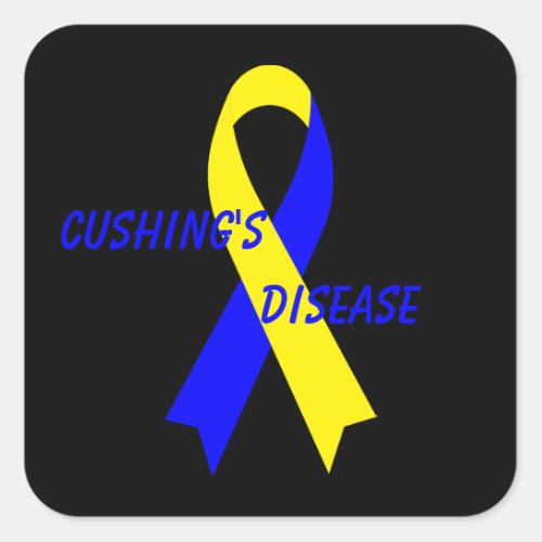 Cushings Disease Awareness Ribbon by Janz Black Square Sticker